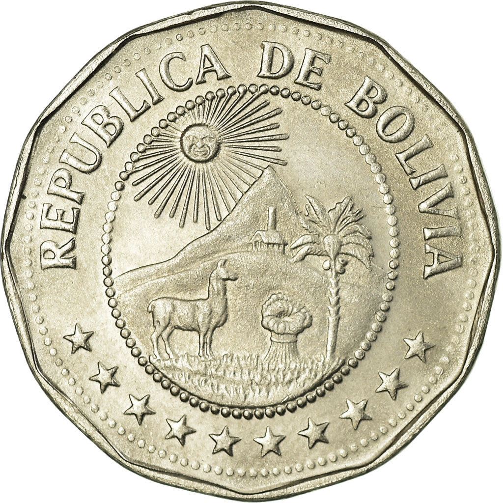 Bolivia | 25 Centavos | Nickel clad steel | Coat of Arms | KM:193 | 1971-1972