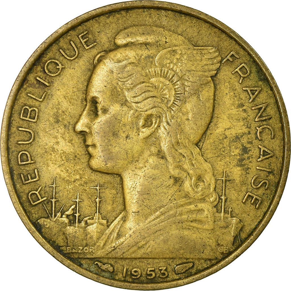 Madagascar | 20 Francs Coin | Marianne | Cargo Ships | Map | Horns | Km:7 | 1953
