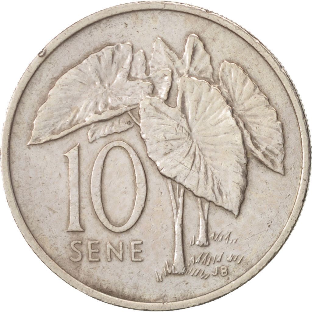 萨摩亚 | 10 Sene 硬币 | 马列托亚·塔努马菲利二世 | 芋头植物 | Km:15 | 1974 - 2000