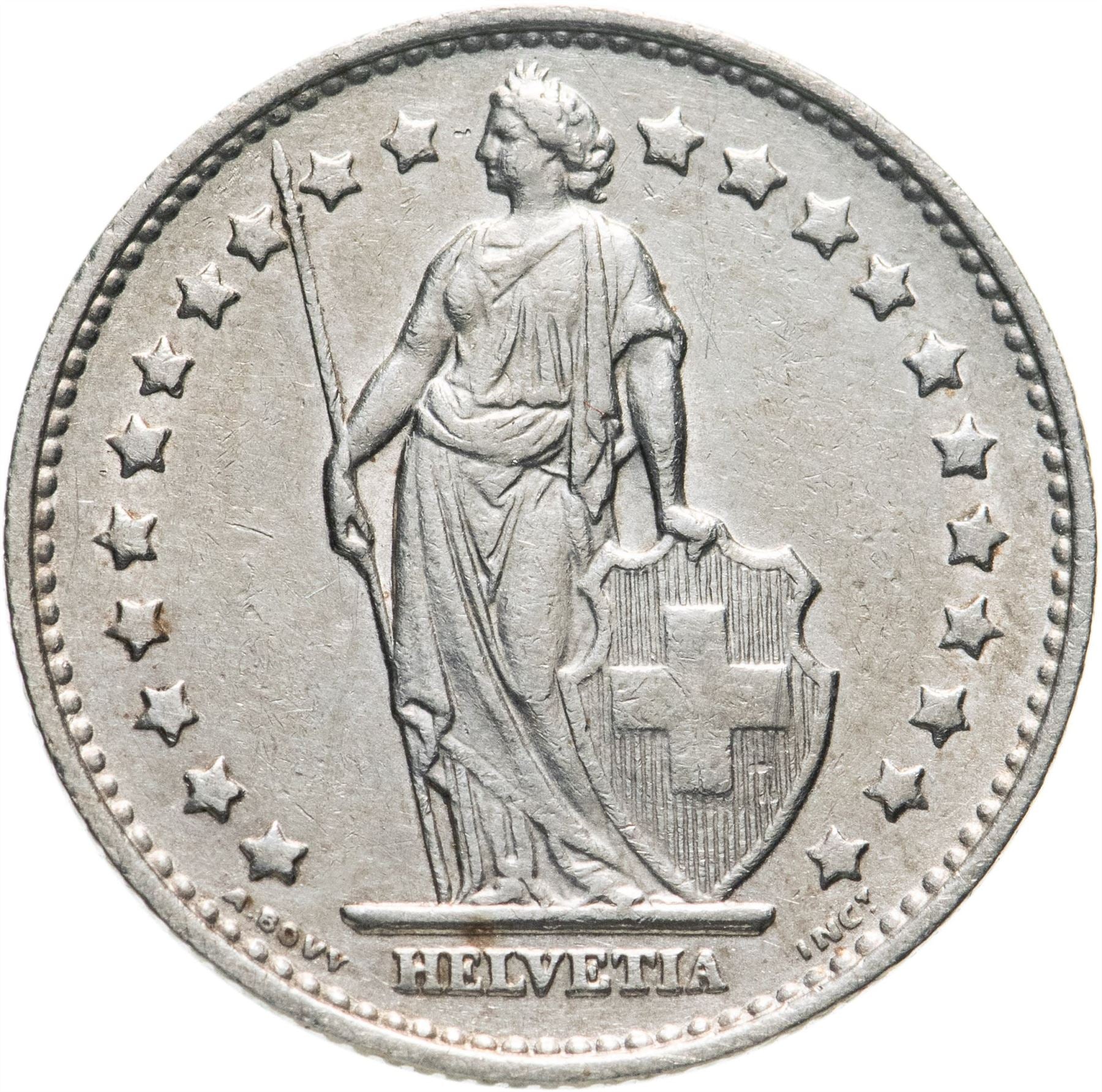Switzerland | Swiss | 1 Franc Coin | Helvetia | KM24a | 1968 - 2021