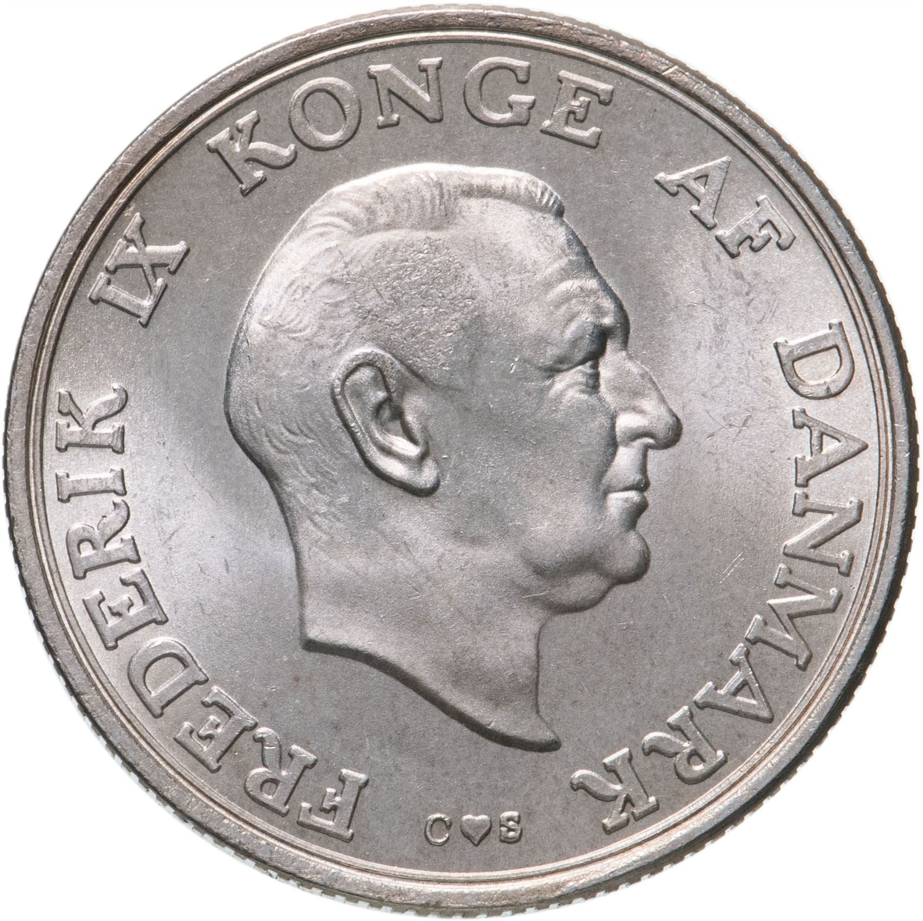 Denmark | 2 Kroner Coin | Silver | Princess Margrethe's 18th Birthday | KM:845 | 1958