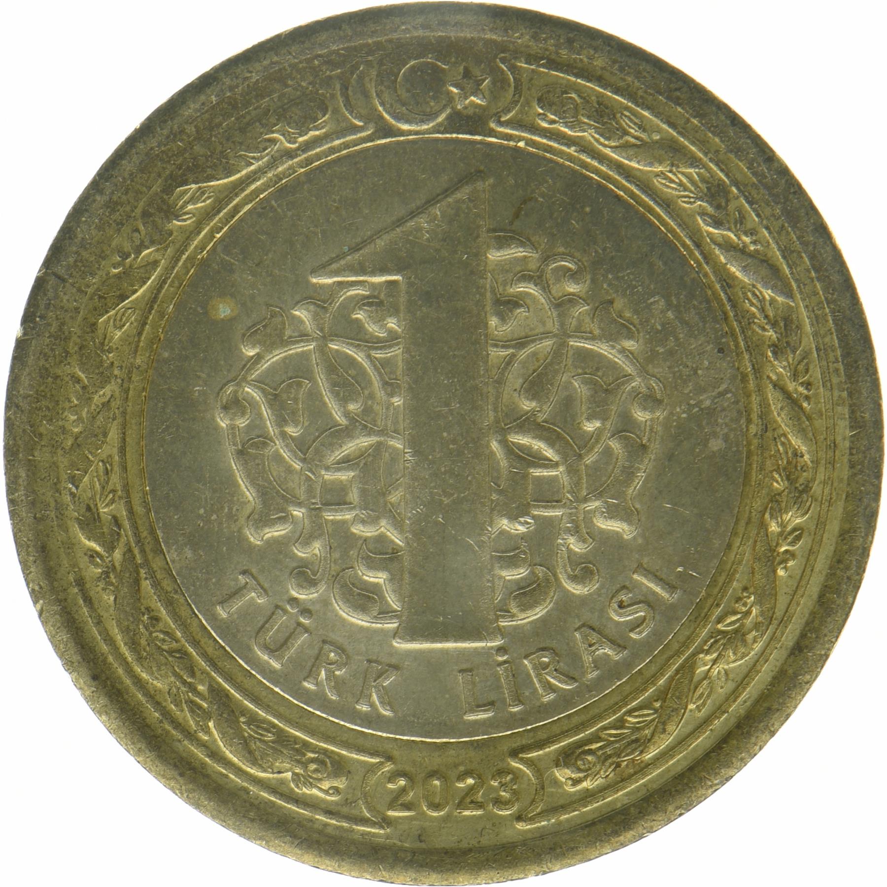 Tyrkiet | 1 Lira Mønt | Mustafa Kemal Atatürk | Halvmåne | Stjerne | Rumi | KM:1575 | 2023 - 2026