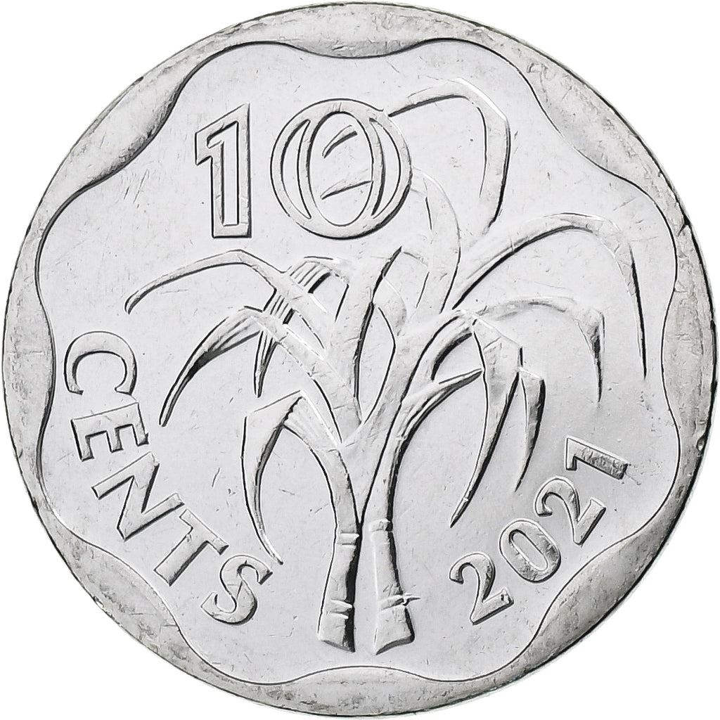 Kingdom of Eswatini | 10 Cents Coin | King Mswati III | Sugar Canes | Km:69 | 2018 - 2021