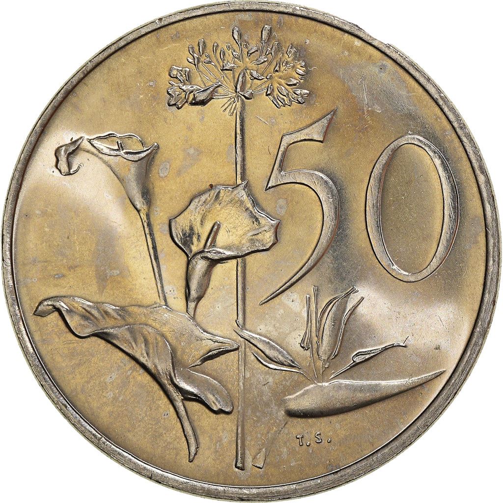 Sør-Afrika 50 Cent Mynt | Balthazar J. Vorster | KM114 | 1982