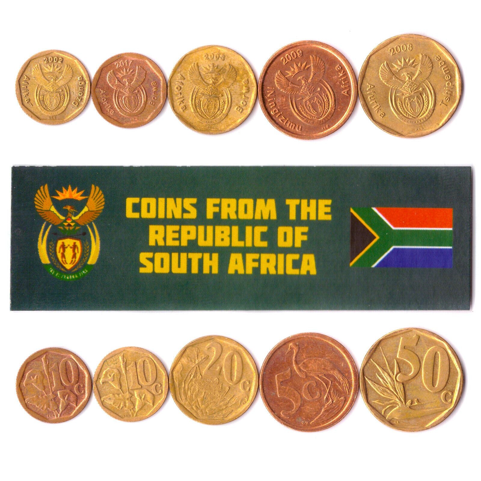 5 Mixed Coins From South Africa | 5 Cents - 1 Rand | 1990 - 2009