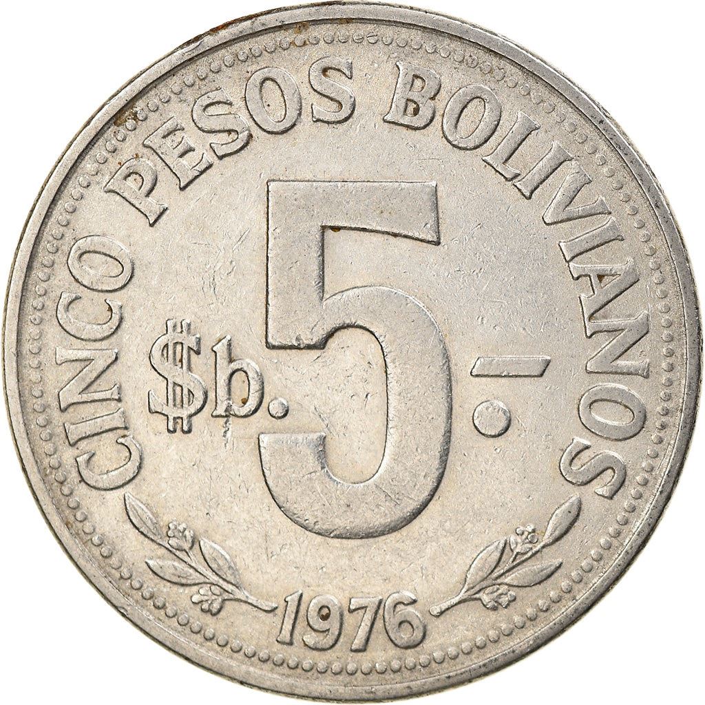 Bolivia | 5 Pesos Bolivianos | Coat of Arms | KM:197 | 1976-1980