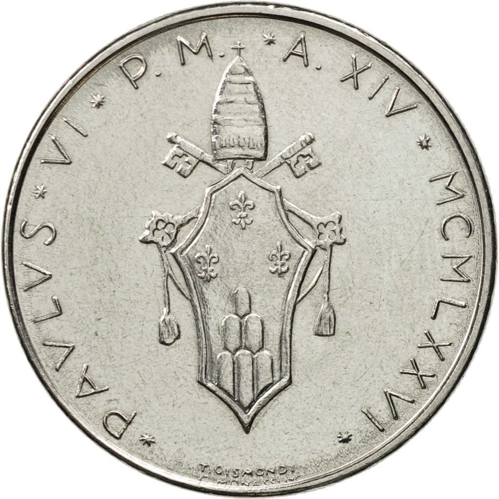 Vatican City | 50 Lire Coin | Olive branch | Km:121 | 1970 - 1976