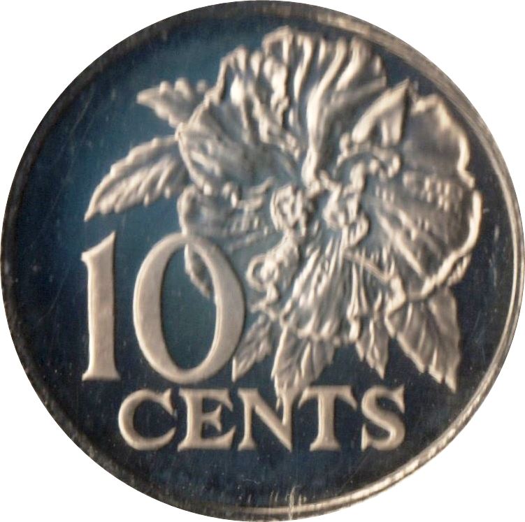 Монета 10 центов Тринидада и Тобаго | Королева Елизавета II | Пылающий гибискус | KM27 | 1974 - 1976