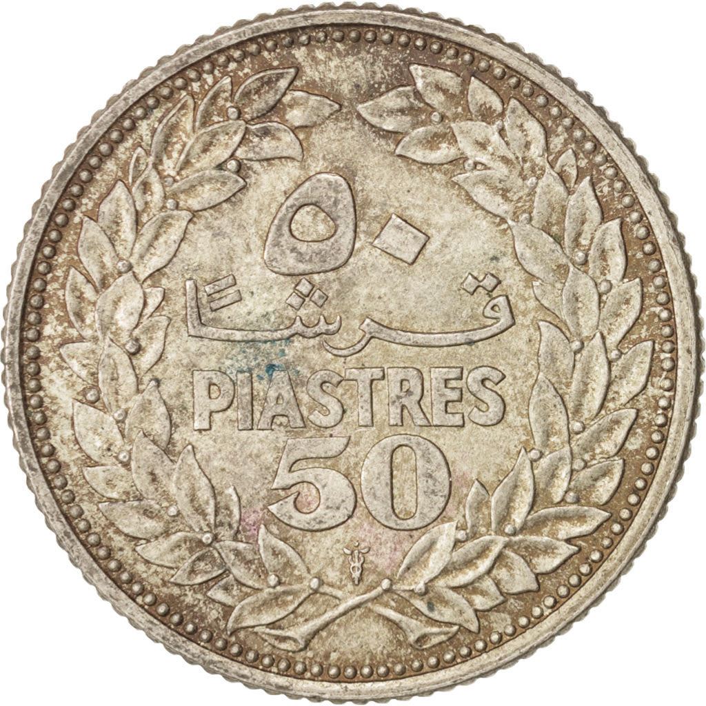 Lebanon | 50 Qirsha / Piastres Coin | Cedar tree | Km:17 | 1952