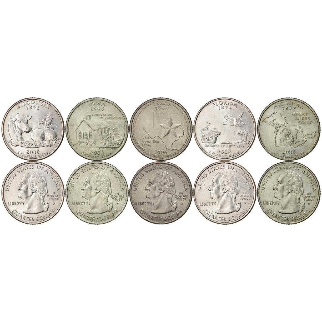 United States | 5 Coin Set | 1/4 Dollar | 2004