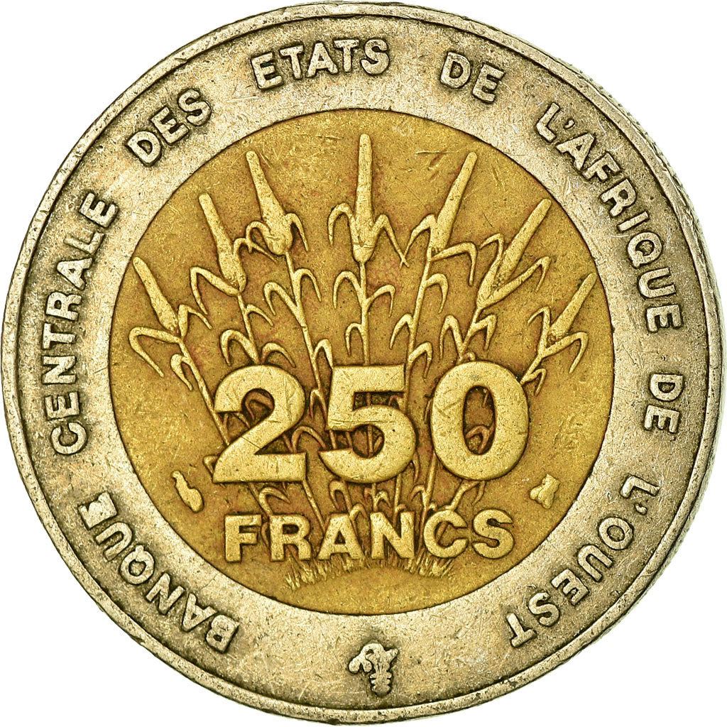 Western African States | 250 Francs Cfa Coin | Emblem of Central Bank | Africa | Corn | Km:13 | 1992 - 1996