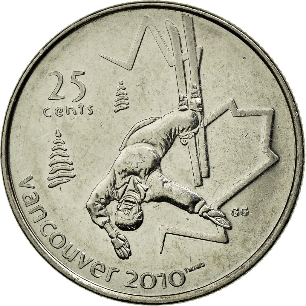 Canada | 25 Cents Coin | Nickel plated steel | Freestyle Skiing | KM:765 | 2008