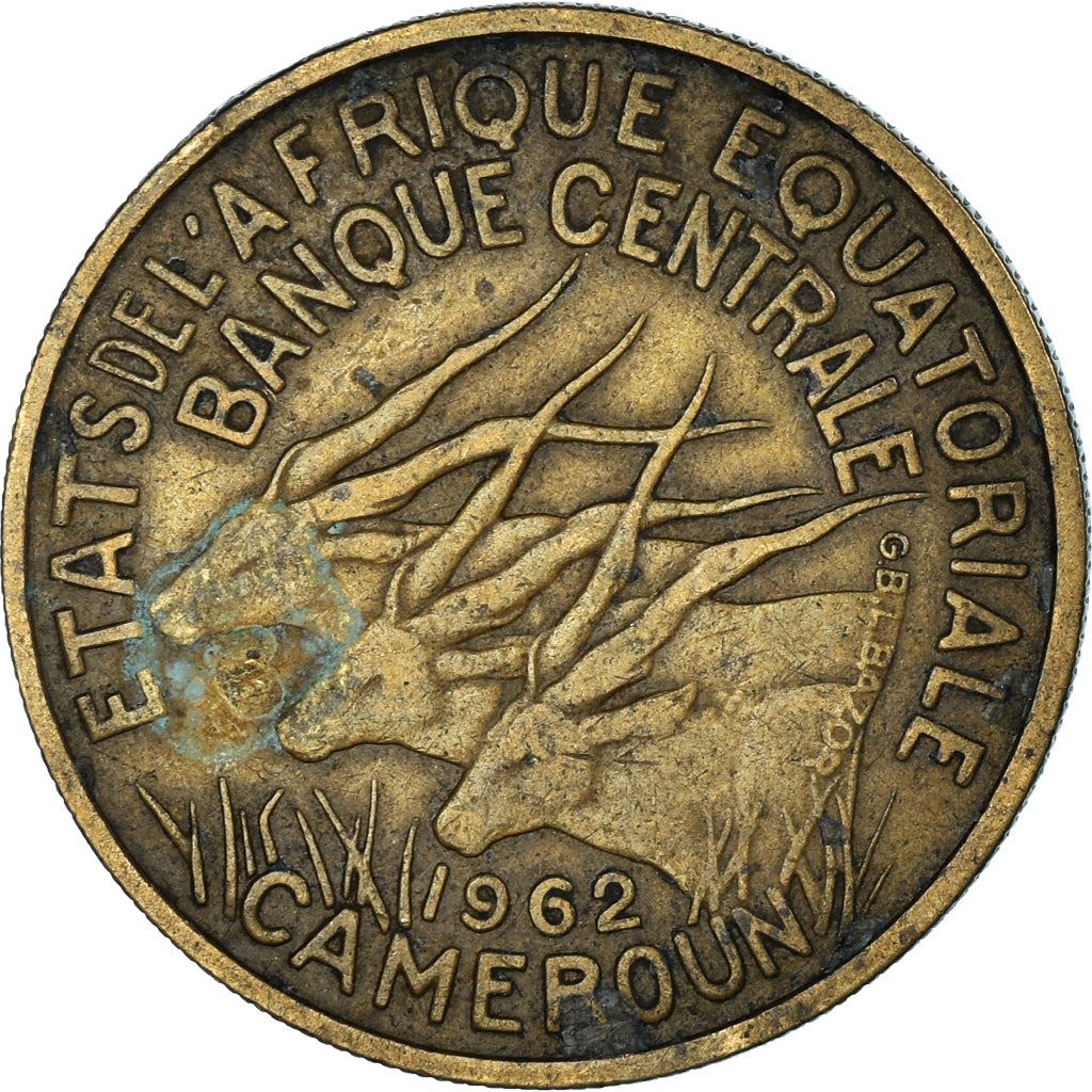 Central African States | 25 Francs Cfa Coin | Antelope | Crops | Km:4 | 1962