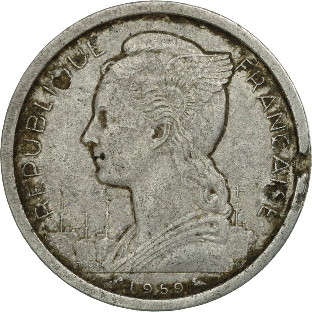 French Somaliland | 2 Francs Coin | Marianne | Waterbuck | Km:9 | 1959 - 1965