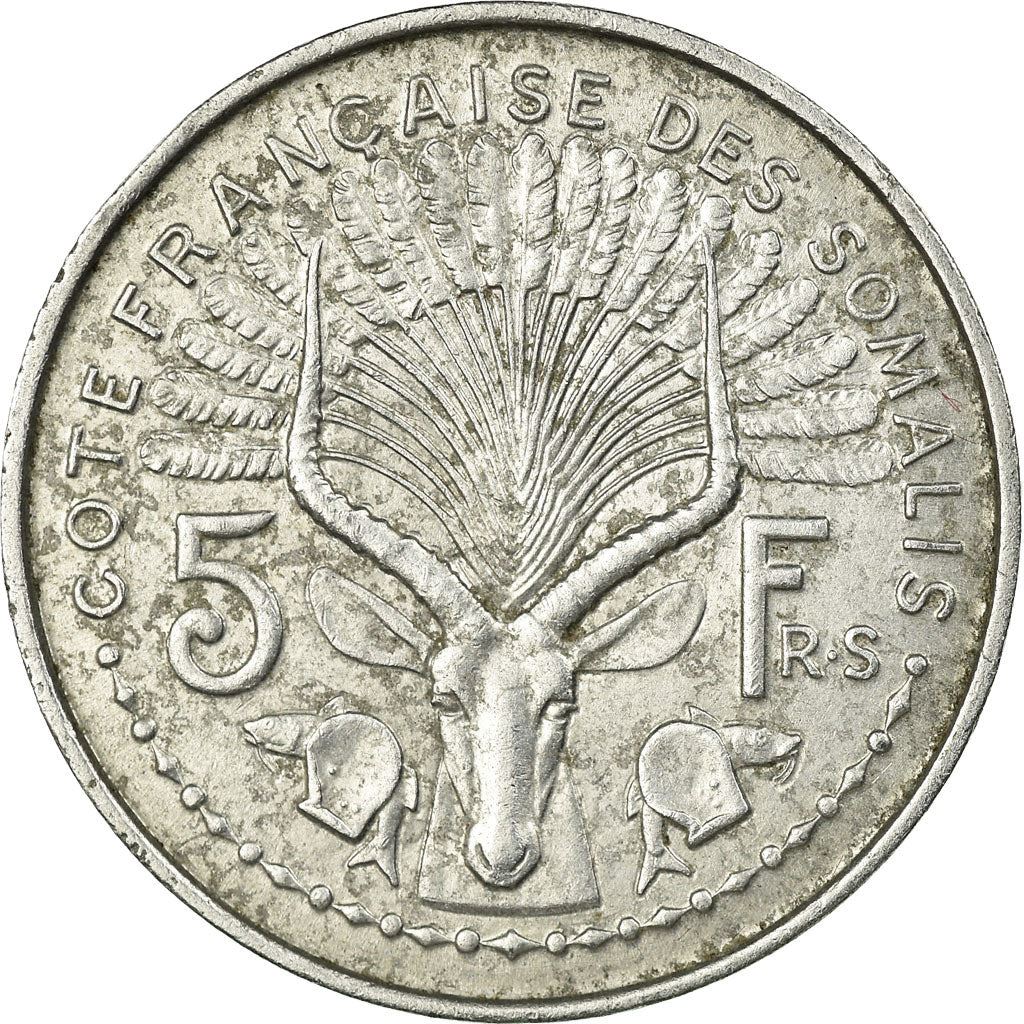 French Somaliland | 5 Francs Coin | Marianne | Waterbuck | Km:10 | 1959 - 1965