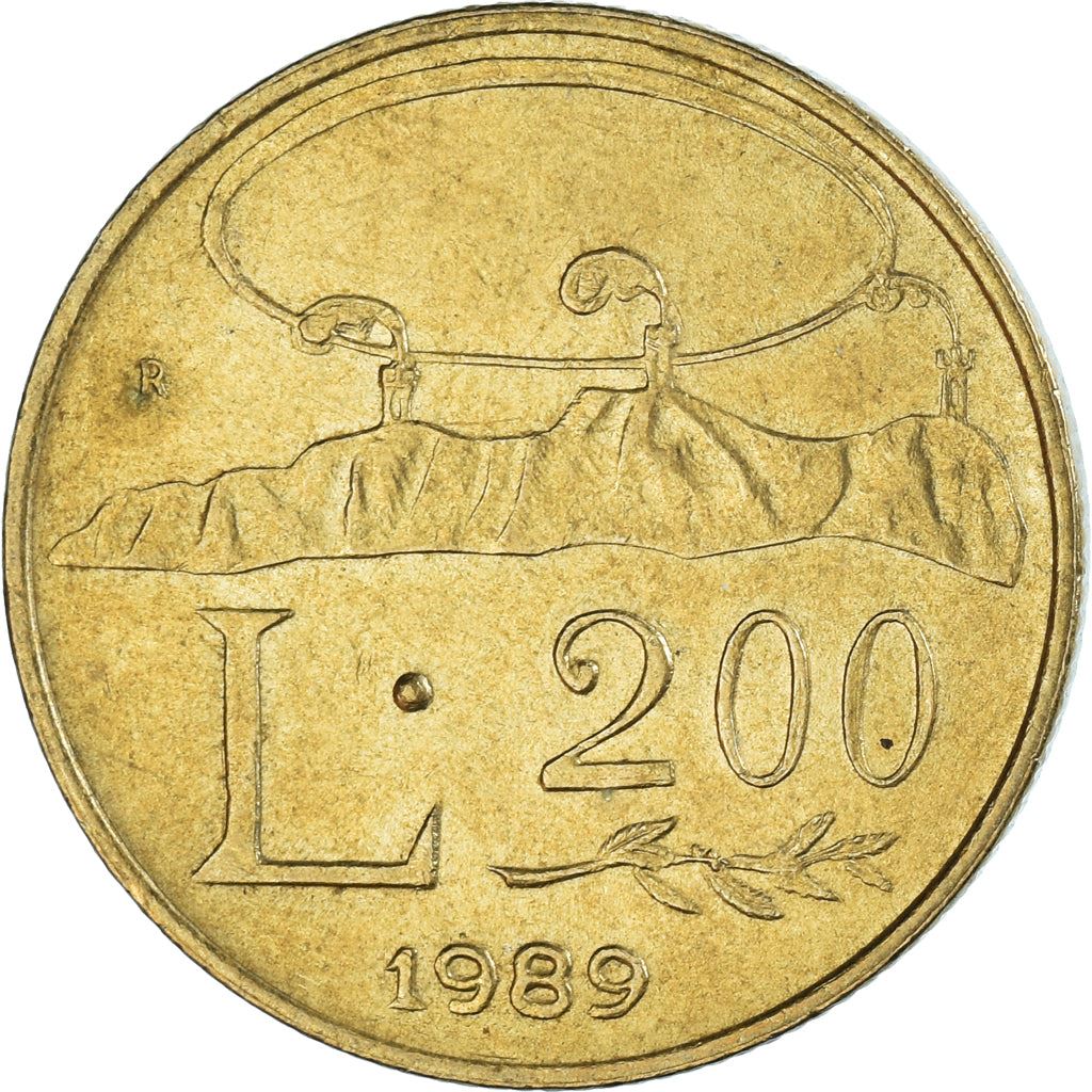 San Marino | 200 Lire Coin | the three hills | Km:238 | 1989