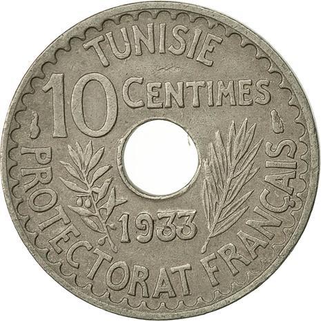 Tunisia | 10 Centimes Coin | Ahmad II | KM:259 | 1931 - 1938