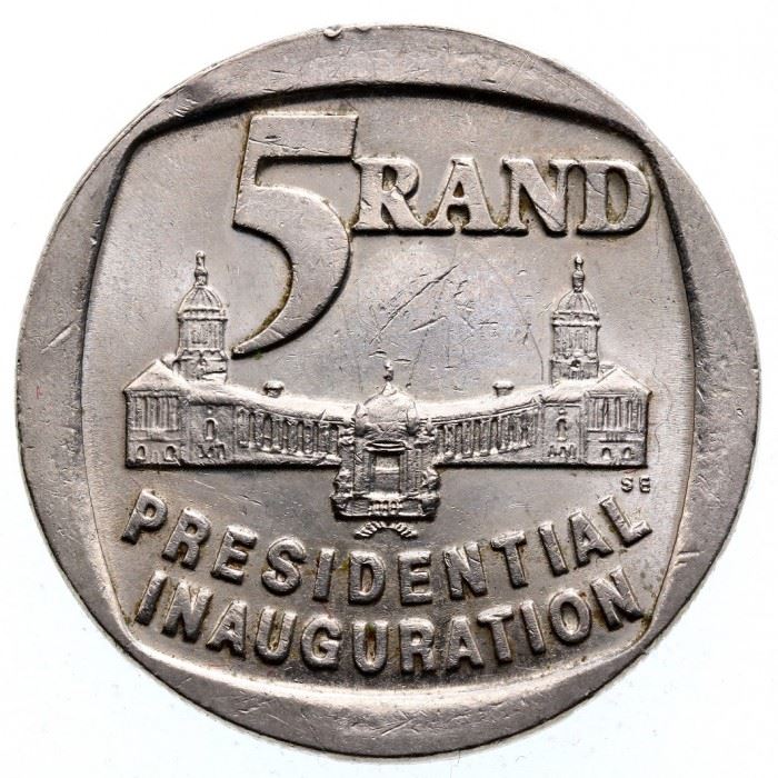 Moeda de 5 Rand da África do Sul | Inauguração presidencial | KM150 | 1994