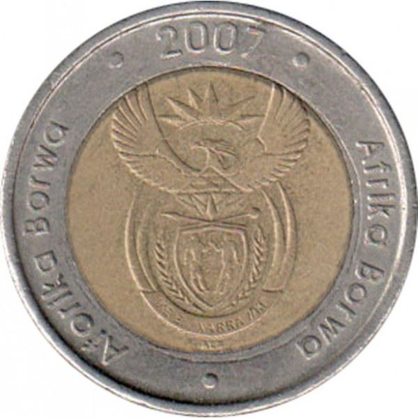 South Africa | 5 Rand Coin | Animals | Wildebeest | Gnu | Km:346 | 2007