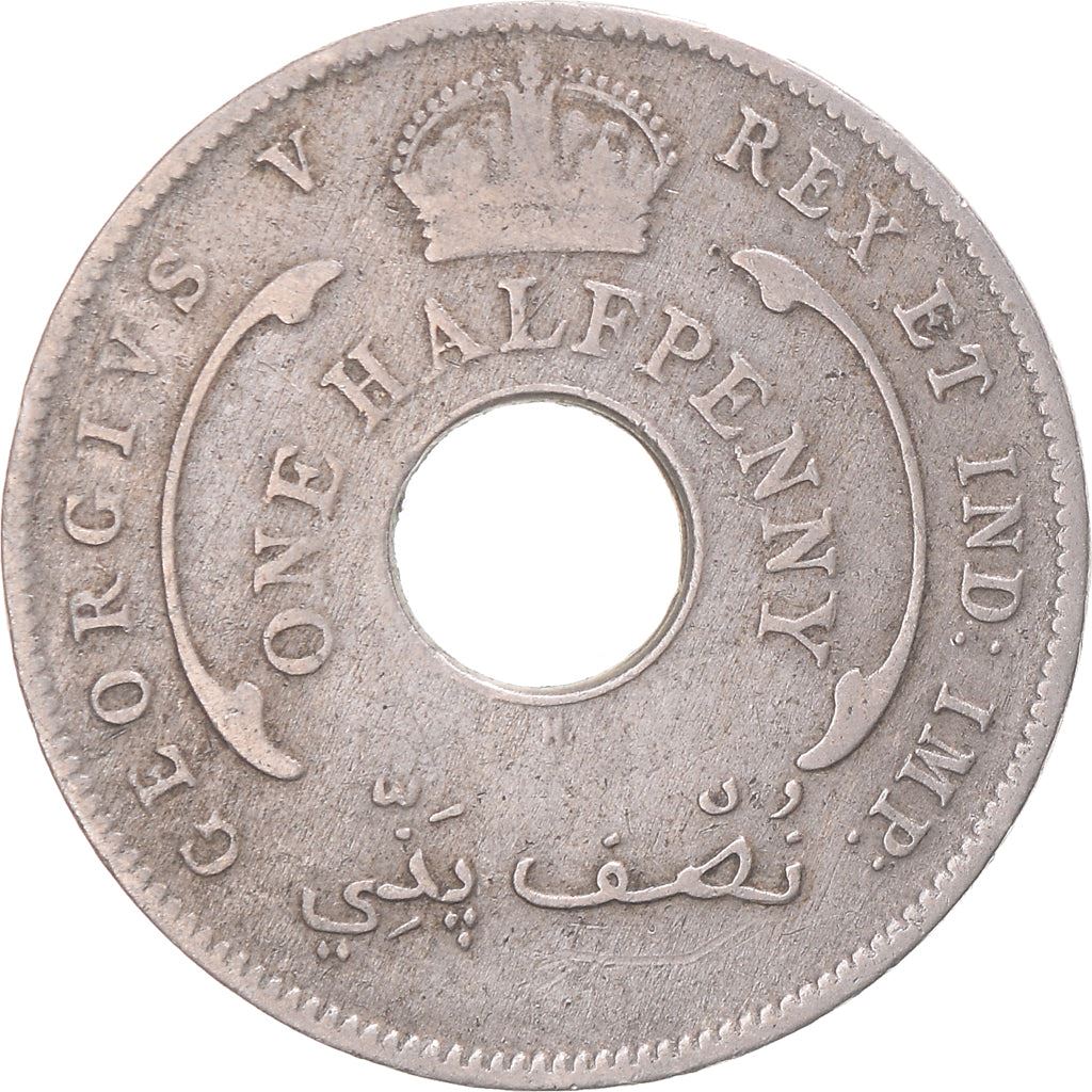 British West Africa | 1/2 Penny Coin | Crown | Hexagram | Km:8 | 1912 - 1936