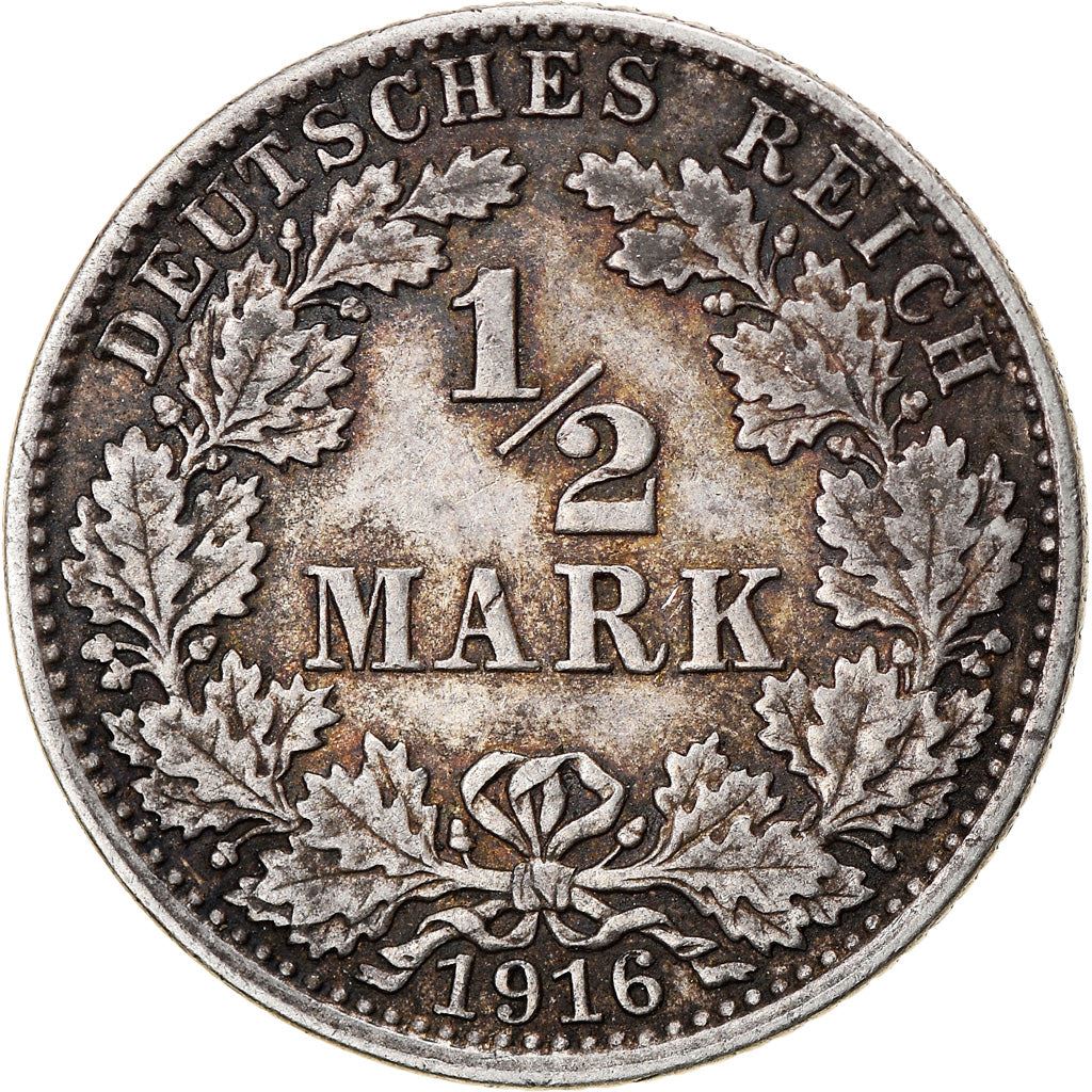 German Empire 1/2 Mark Coin | Deutsches Reich | Wilhelm II | Type 2 | KM17 | 1905 - 1919