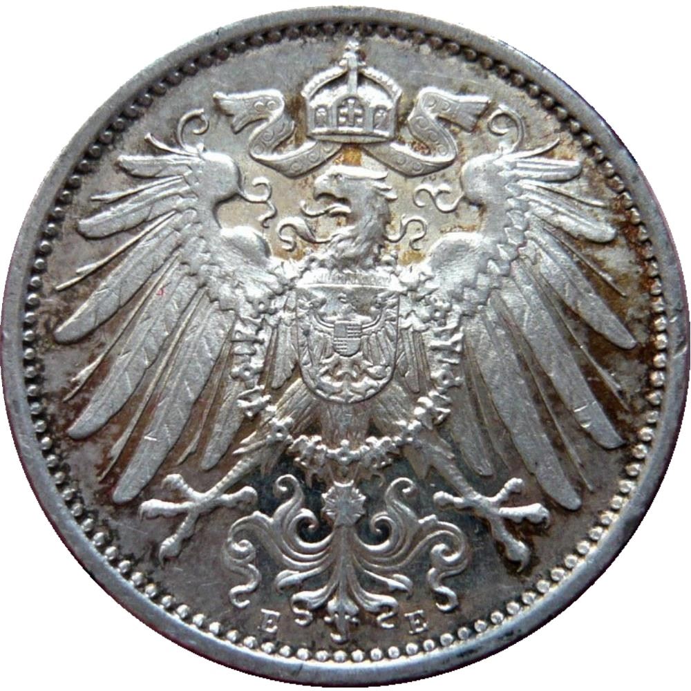 German Empire 1 Mark Coin | Deutsches Reich | Wilhelm II | Type 2 - Small Shield | KM14 | 1891 - 1916