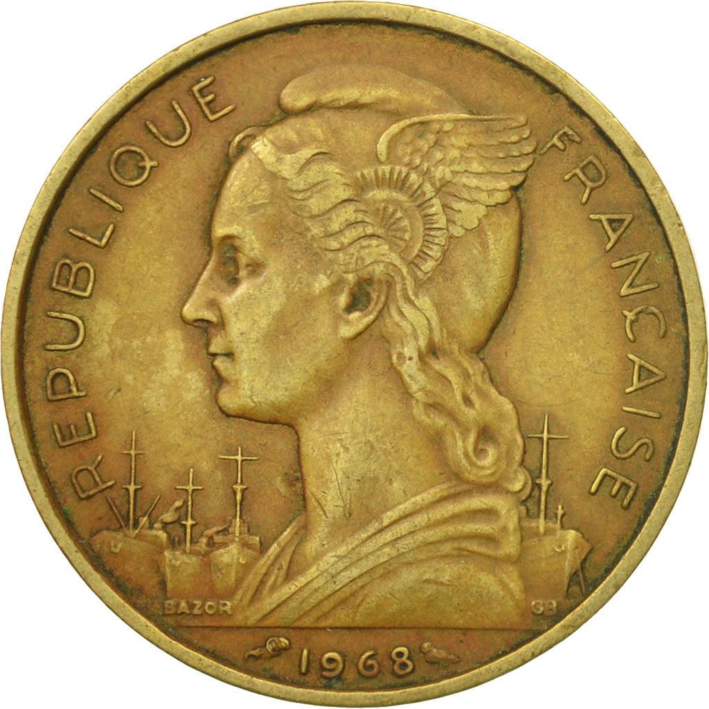 Afars and Issas | 20 Francs Coin | Marianne | Dhow | Ocean Liner | Km:15 | 1968 - 1975