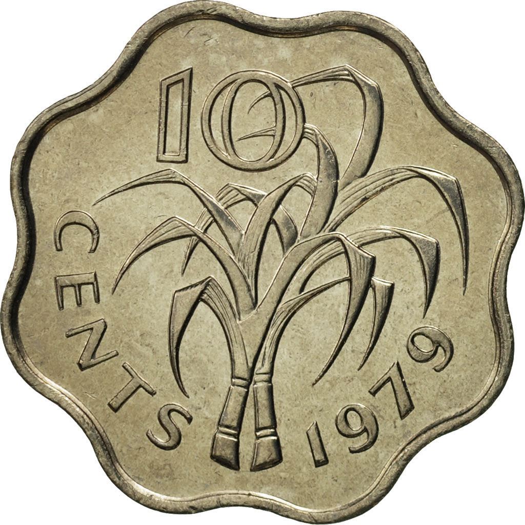 Svazilando Karalystė | 10 centų moneta | Karalius Sobhuza II | Cukranendrių stiebai | Km:10 | 1974 - 1979