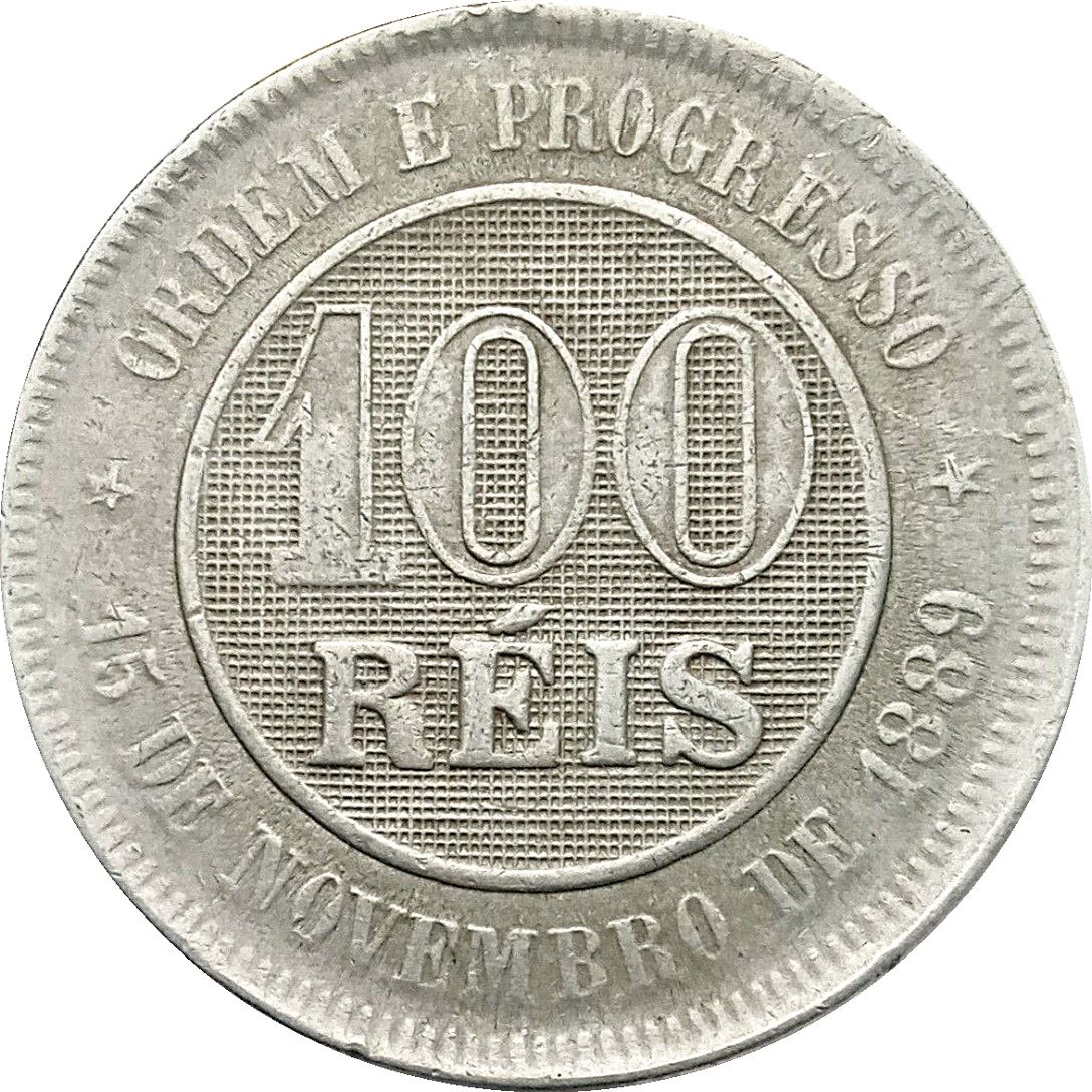 Brazil 100 Reis Coin | KM492 | 1889 - 1900