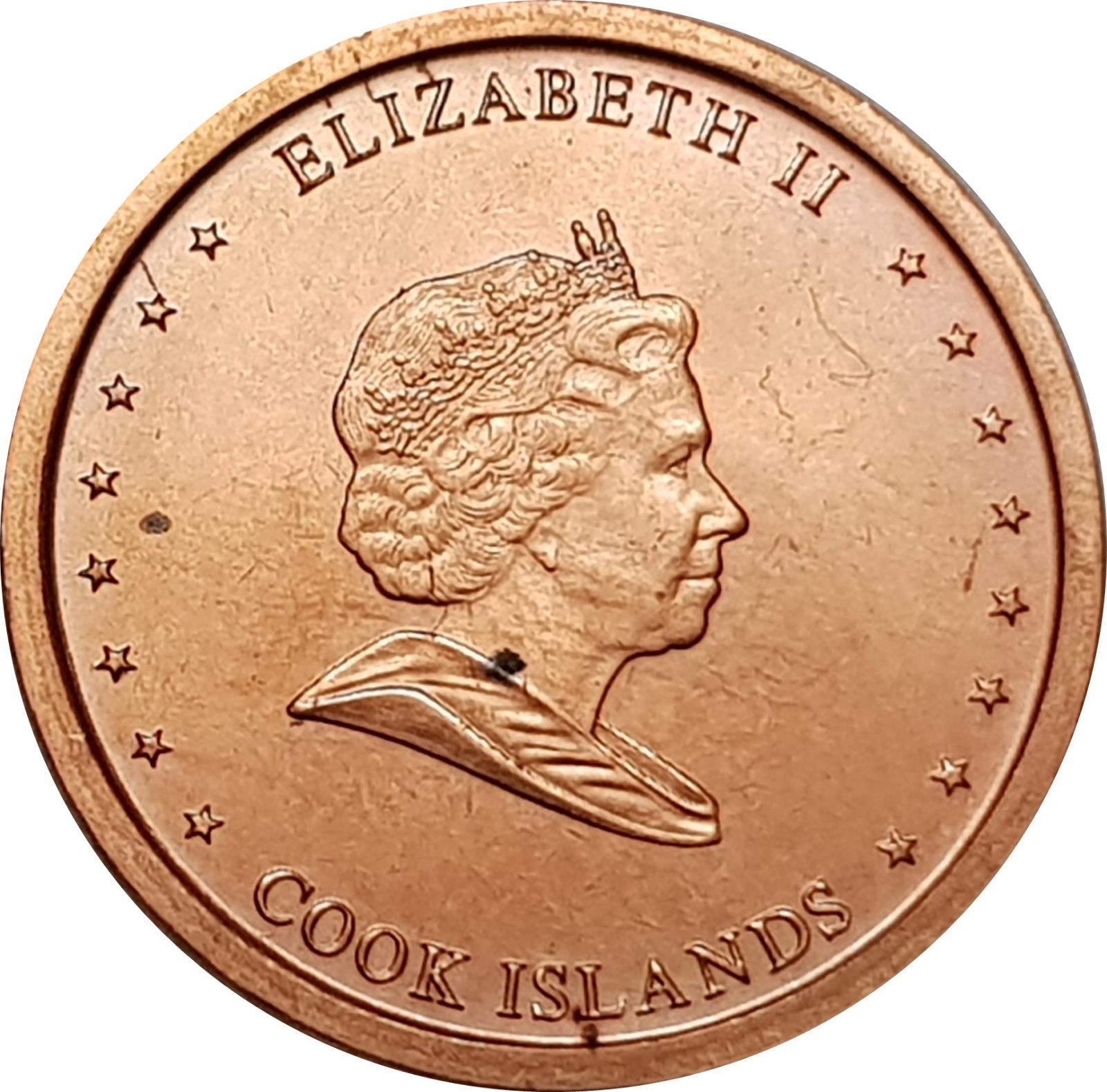 Cook Islands | 2 Cents Coin | Elizabeth II | Endeavour | Sailing Ship | KM:757 | 2010