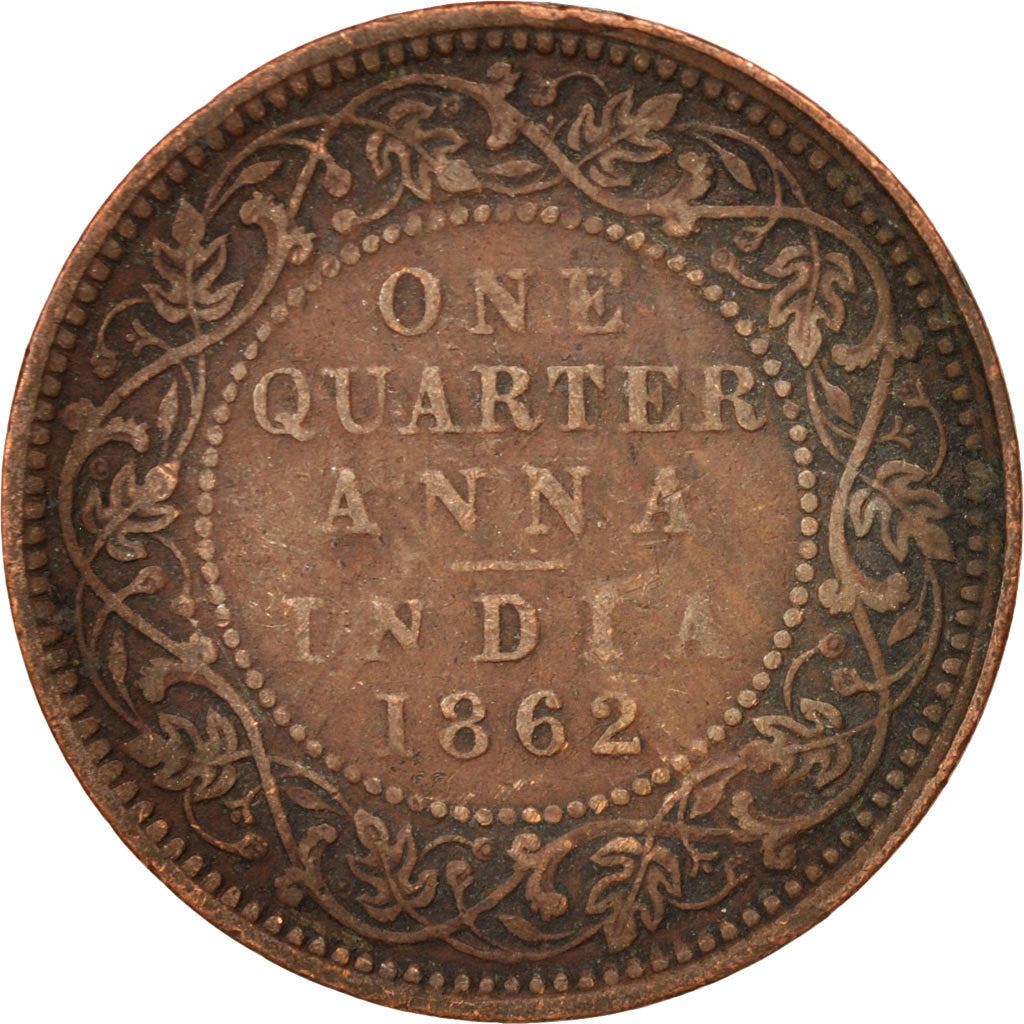 India - British | 1/4 Anna Coin | Queen Victoria | Km:467 | 1862 - 1876