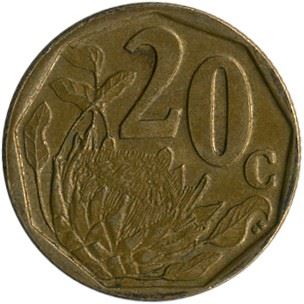South Africa 20 Cents Afrikaans Legend - Suid-Afrika Coin KM293 2005 - 2018