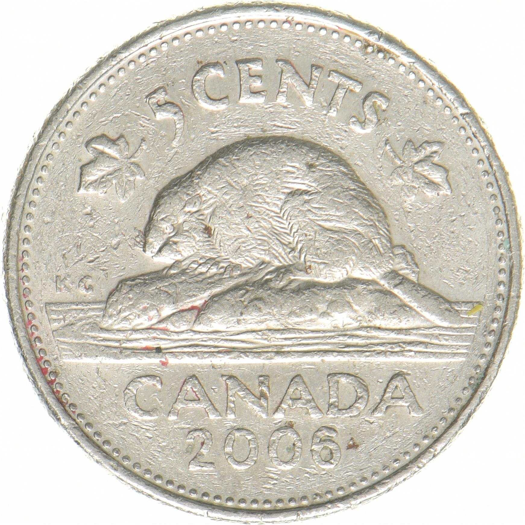 Canada | 5 Cents Coin | Copper-nickel | 4th portrait | KM:491b | 2006
