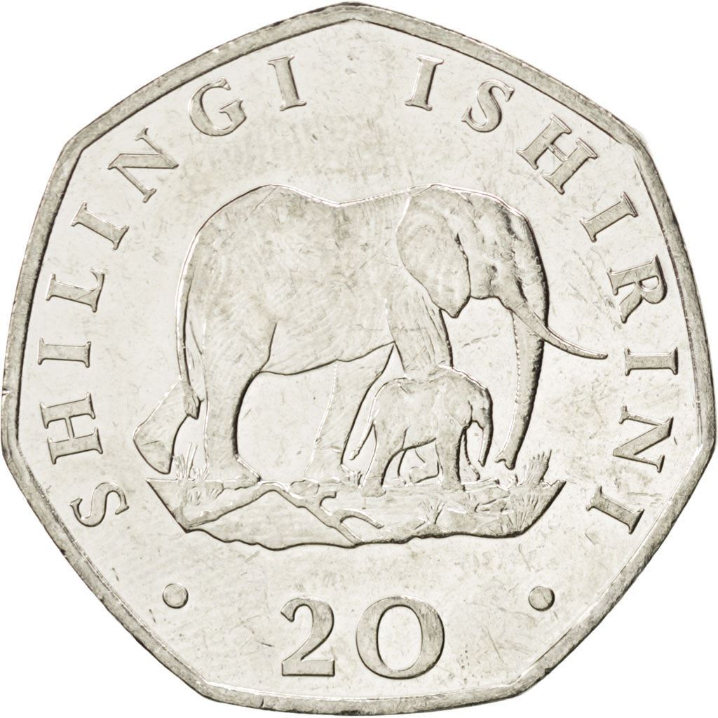 Tanzania | 20 Shilingi Coin | Elephant | Km:27.2 | 1992