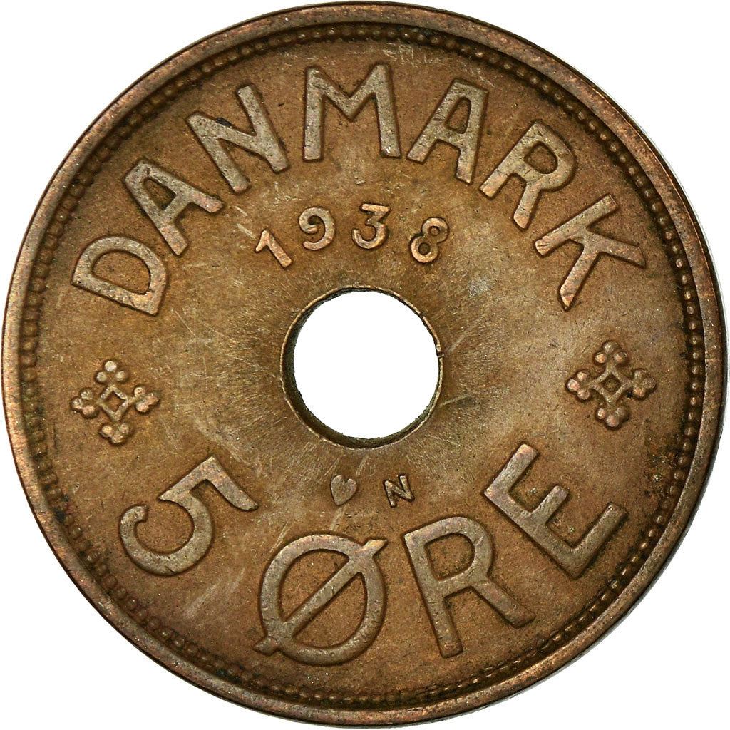 Denmark | 5 Ore Coin | Monogram | Km:828 | 1927 - 1940