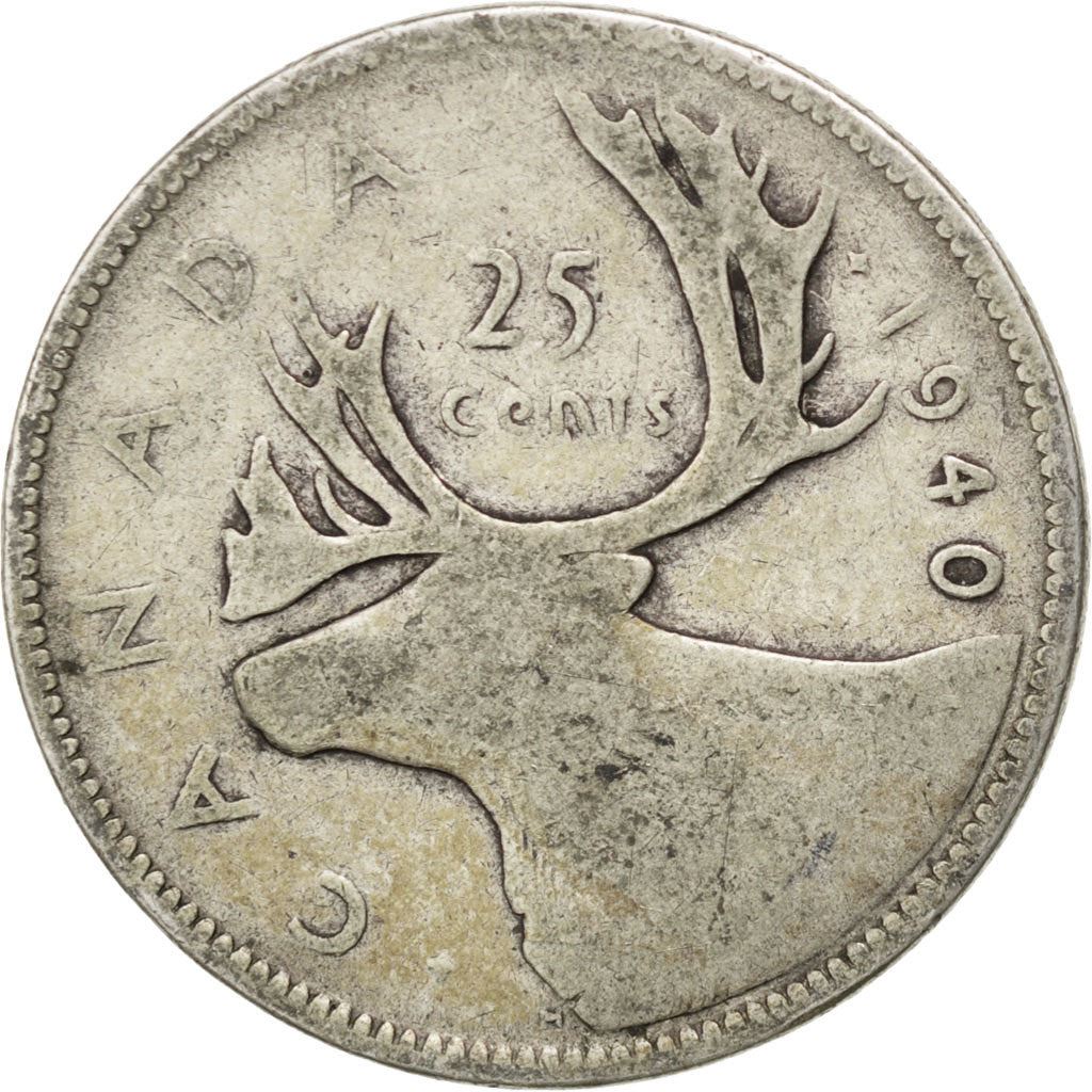 Canada | 25 Cents Coin | Silver | KM:35 | 1937-1947