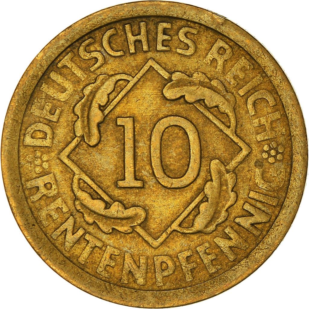 Germany | 10 Rentenpfennig Coin | Aluminium bronze | Wreath | KM:33 | 1923 - 1925