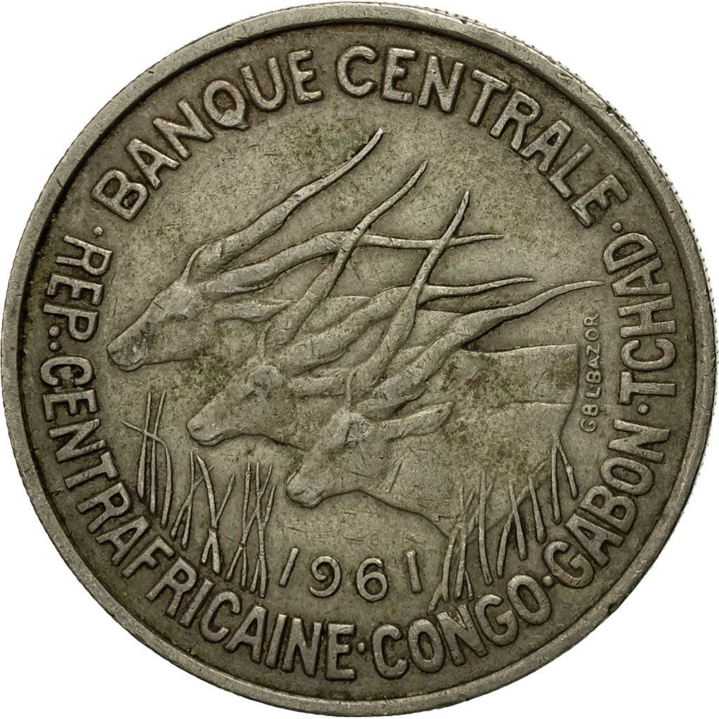 Central African States | 50 Francs Cfa Coin | Antelope | Crops | Km:3 | 1961 - 1963