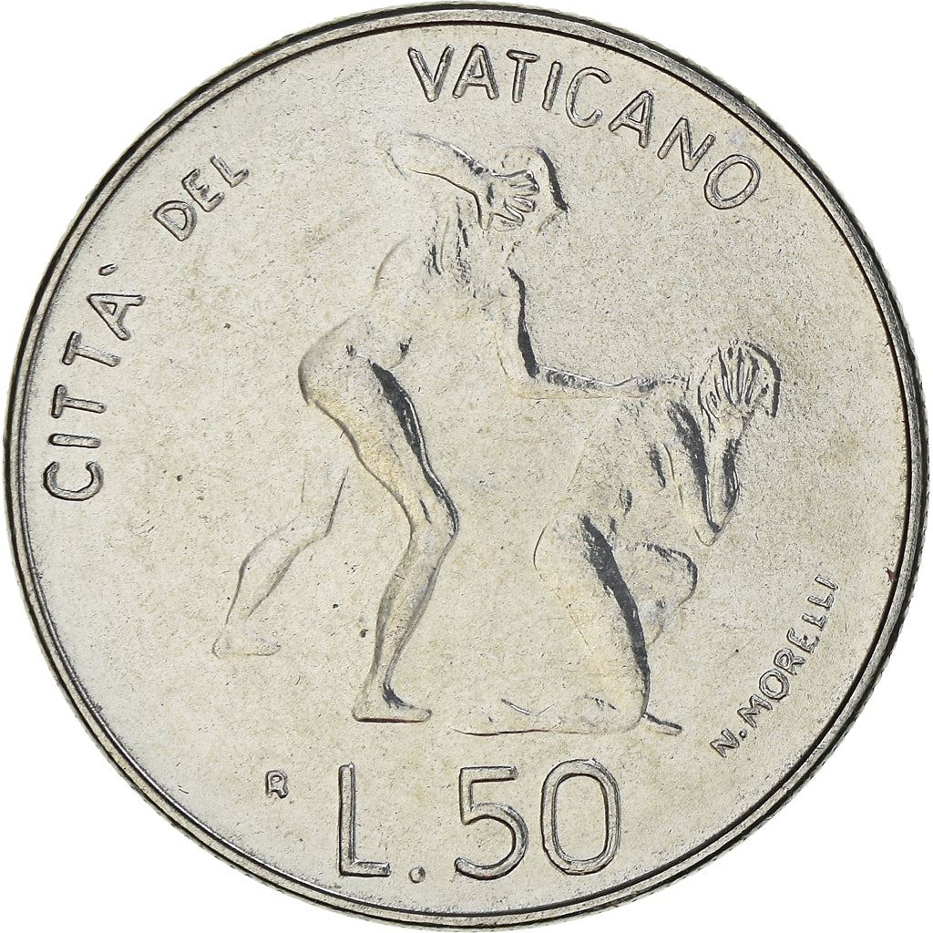 Vatican City | 50 Lire Coin | Adam and Eve | Acmonital | KM:172 | 1983