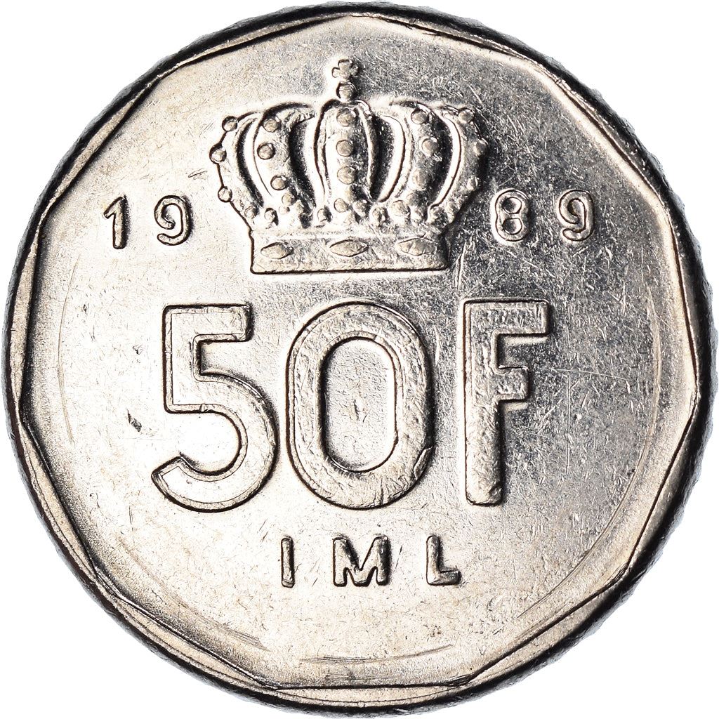 Luxembourg | 50 Francs Coin | Nickel | Monarch | Crown | KM:62 | 1987-1989