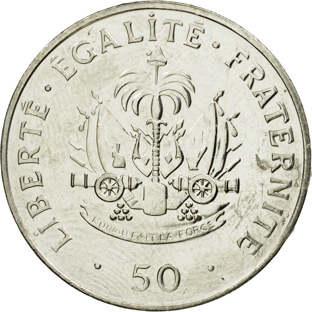 Haiti | 50 Centimes Coin | Charlemagne Peralte | Cannon | Km:153A | 1995 - 2013