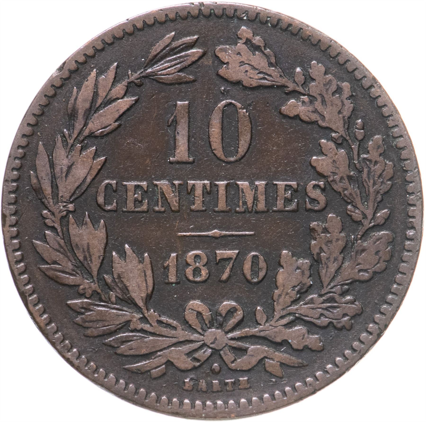 Luxembourg Coin Luxembourger 10 Centimes Coin | Willem III | KM23 | 1854 - 1870