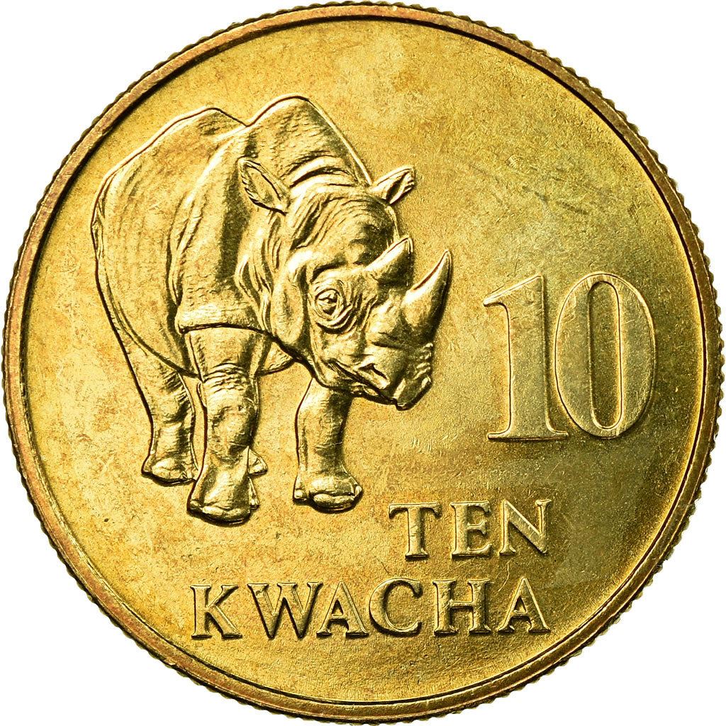 Zambia | 10 Kwacha Coin | Black rhinoceros | Km:32 | 1992
