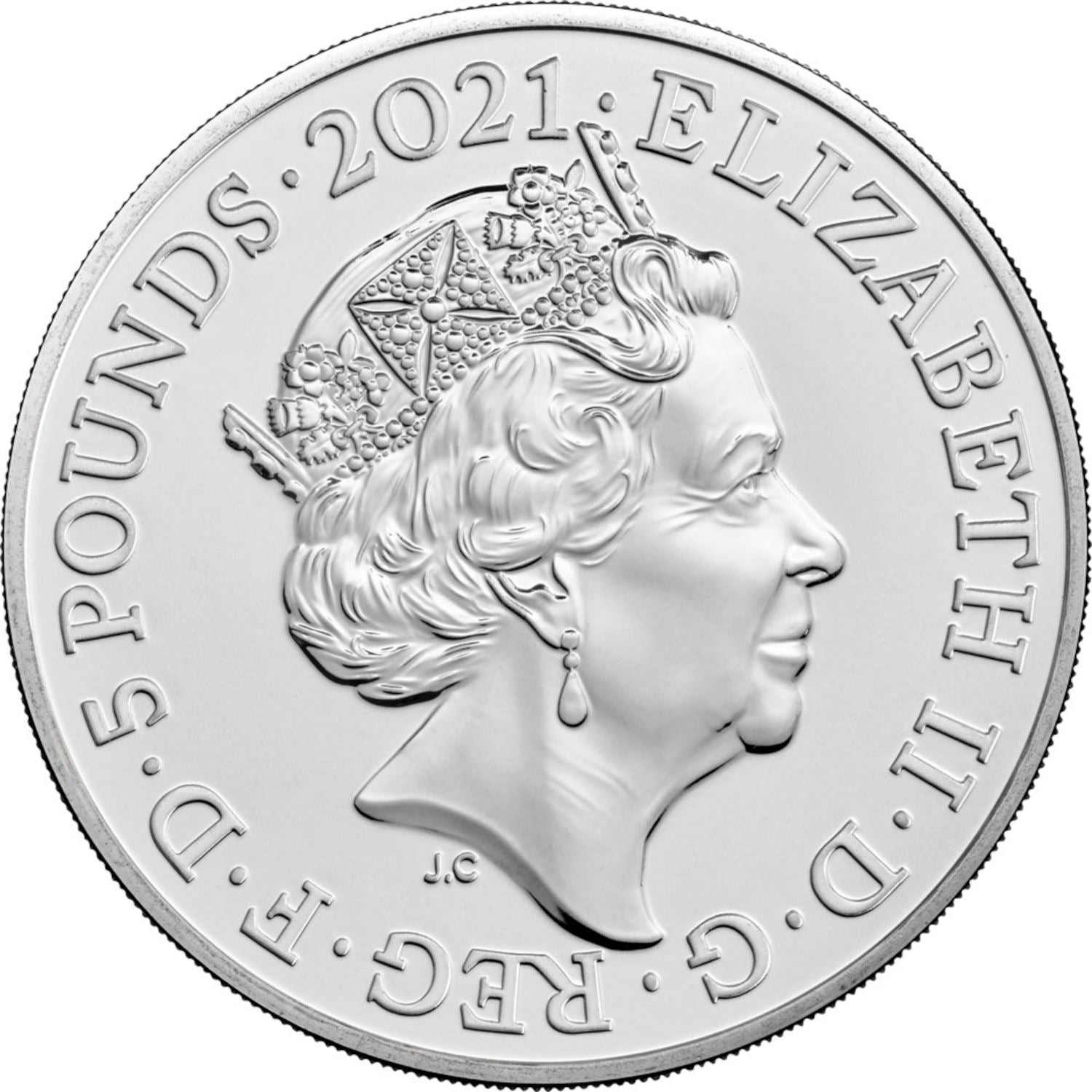 United Kingdom | British 5 Pounds Coin | Queen Elizabeth II | Prince Philip | 2021