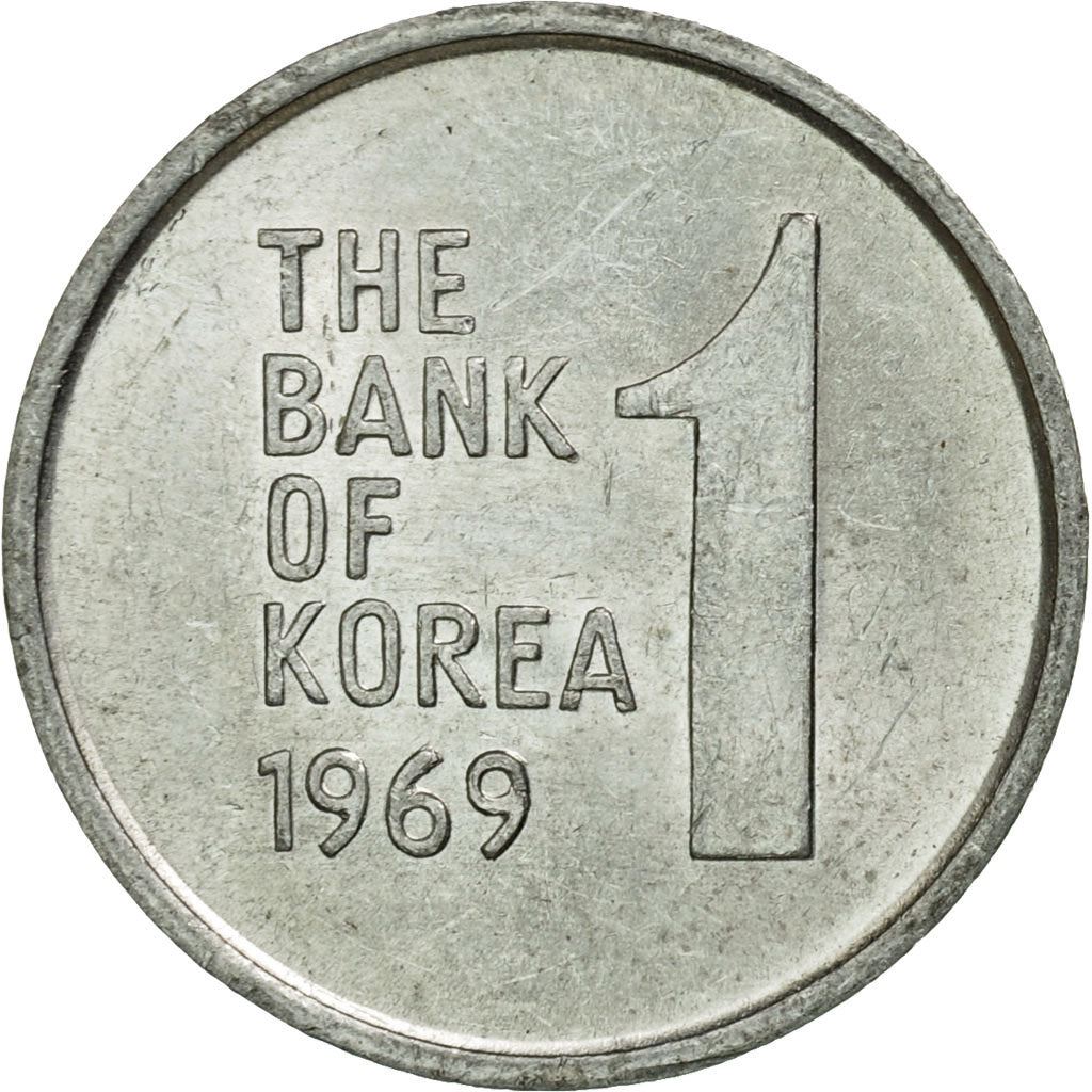 Südkorea 1-Won-Münze | Rose von Sharon - Syrischer Hibiskus | KM4a | 1968 - 1982