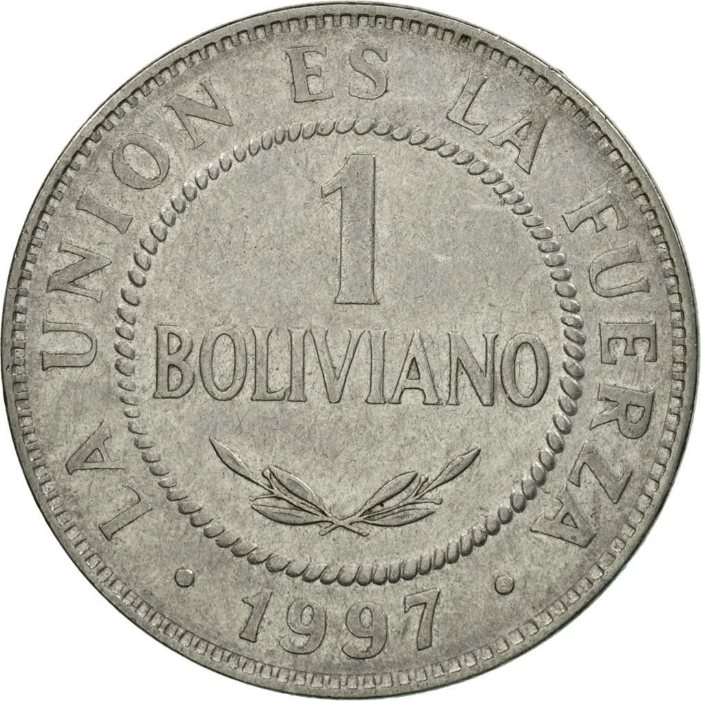 Bolivia | 1 Boliviano Coin | Stainless steel | Coat of Arms | KM:205 | 1987-2008