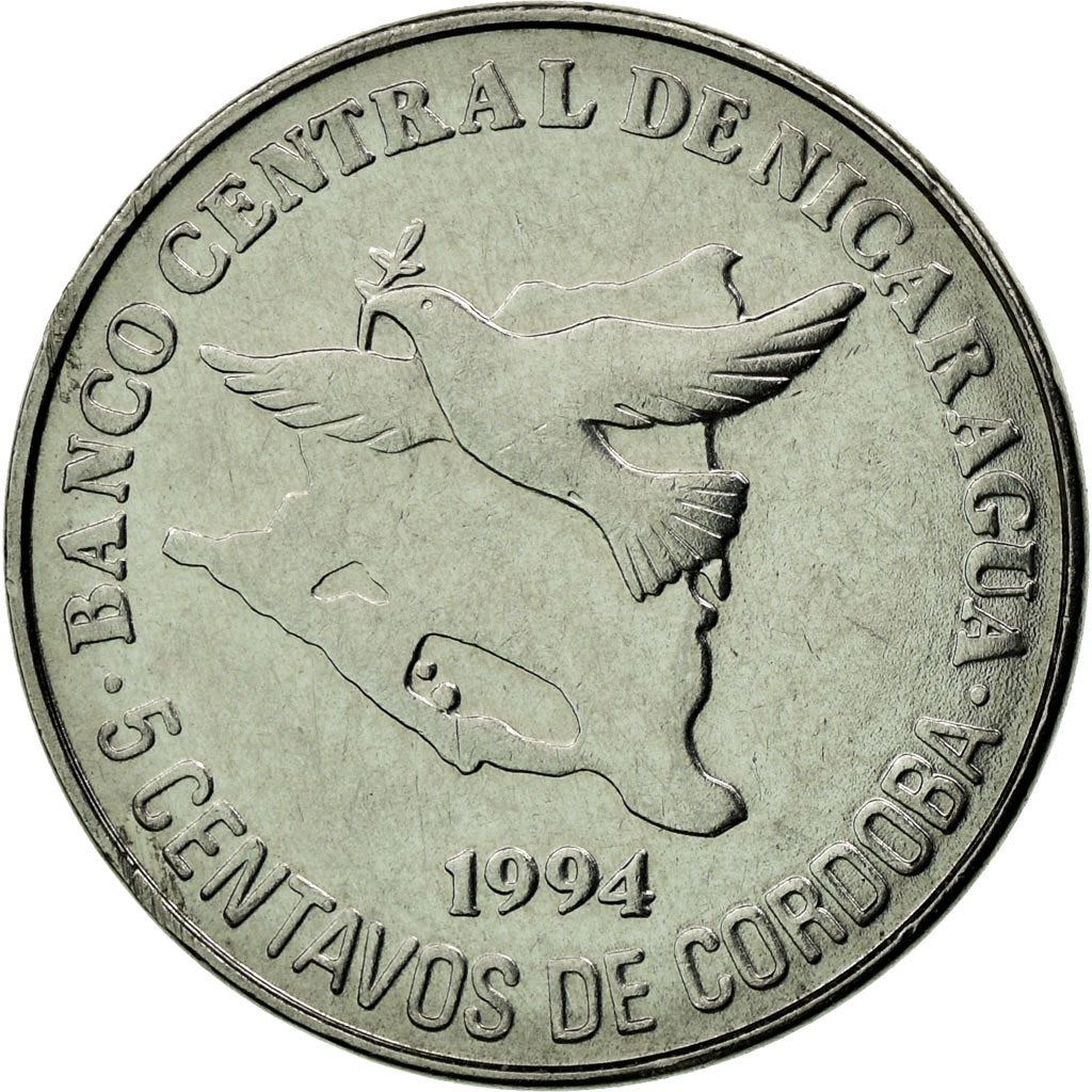 Nicaragua Coin Nicaraguan 5 Centavos Coin | Peace Dove | KM80 | 1994