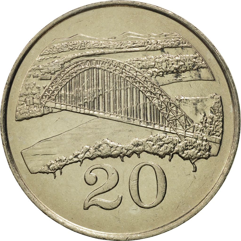Zimbabwe | 20 Cents Coin | Birchenough Bridge | Km:4 | 1980 - 1997