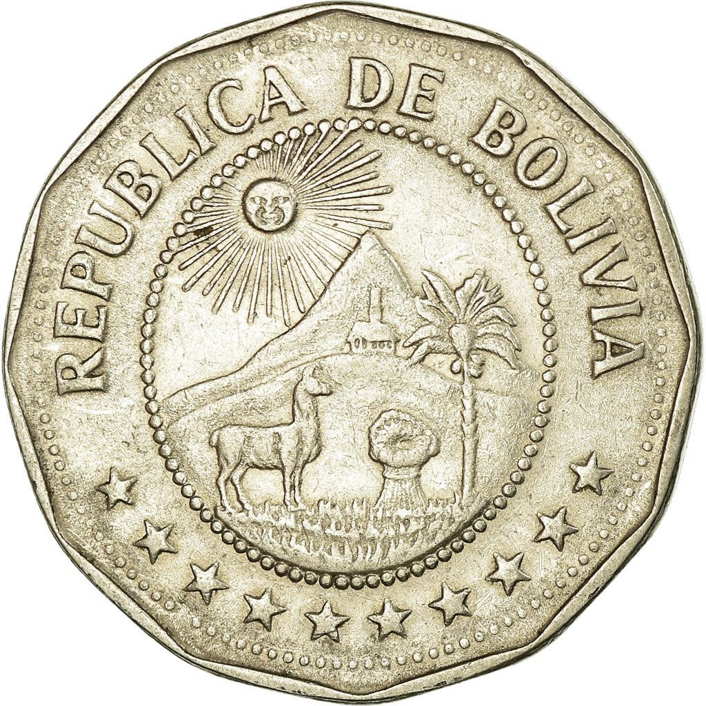 Bolivia | 25 Centavos | Nickel clad steel | Coat of Arms | KM:193 | 1971-1972