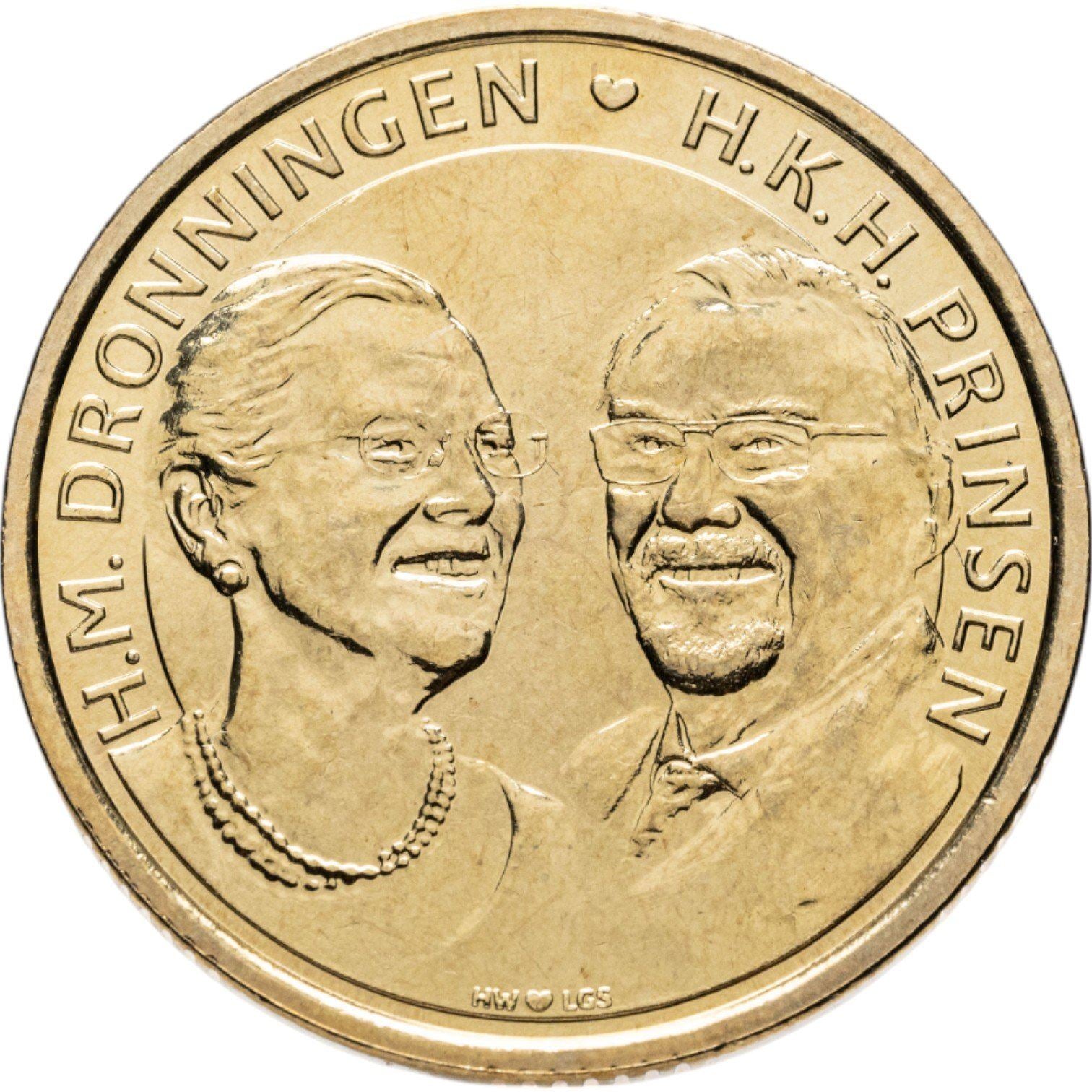 Denmark | 20 Kroner Coin | Margrethe II Royal Golden Wedding | KM966 | 2017